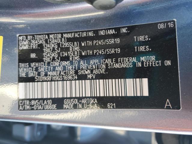 2016 TOYOTA HIGHLANDER - 5TDYKRFH9GS169634