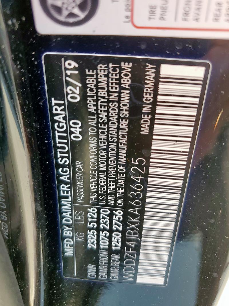 2019 MERCEDES-BENZ E 300 WDDZF4JBXKA636425