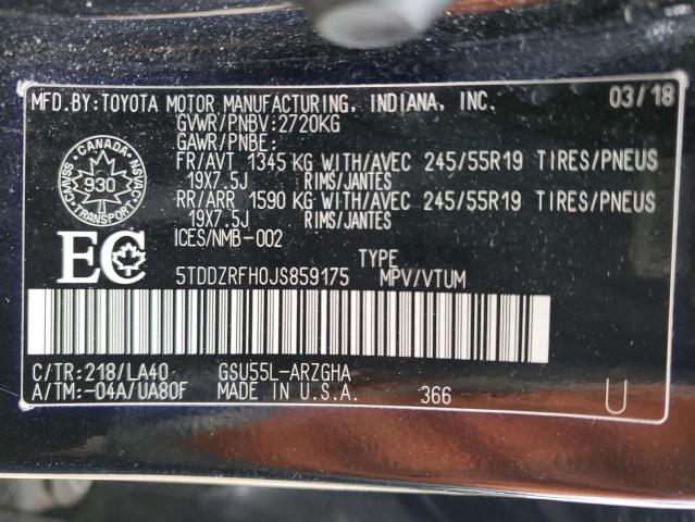 2018 TOYOTA HIGHLANDER 5TDDZRFH0JS859175