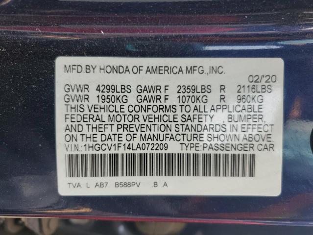 2020 HONDA ACCORD LX 1HGCV1F14LA072209
