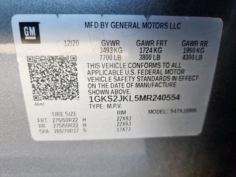 2021 GMC YUKON XL D - 1GKS2JKL5MR240554