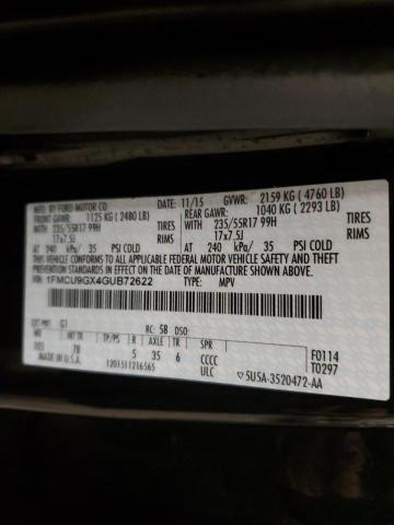 2016 FORD ESCAPE SE 1FMCU9GX4GUB72622