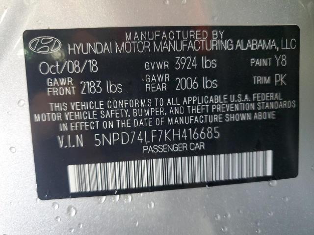 2019 HYUNDAI ELANTRA SE 5NPD74LF7KH416685