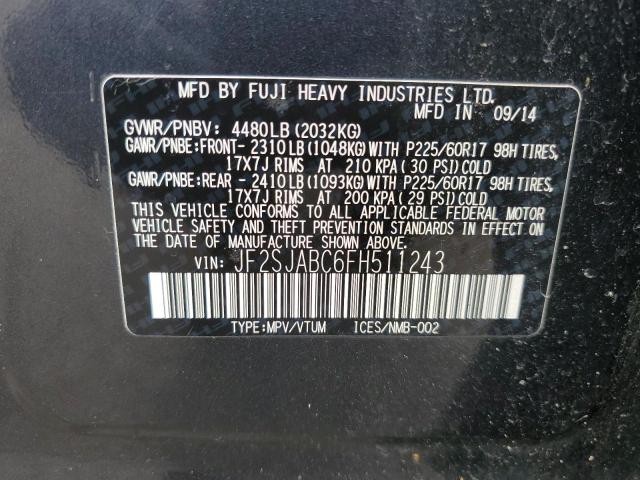 2015 SUBARU FORESTER 2 JF2SJABC6FH511243