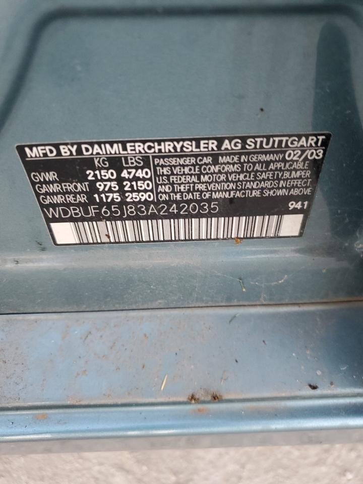 Lot #3290270214 2003 MERCEDES-BENZ E 320