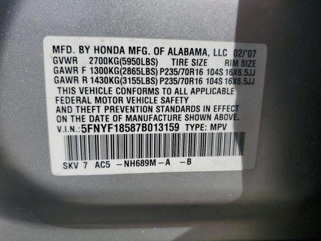 2007 HONDA PILOT EXL #3276482145