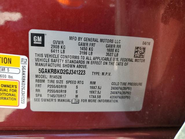 2016 BUICK ENCLAVE 5GAKRBKD2GJ341223