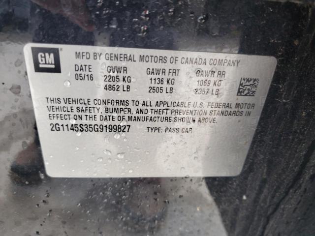 2016 CHEVROLET IMPALA LTZ 2G1145S35G9199827