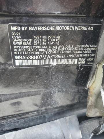 2021 BMW 530 I WBA53BH07MWX18867