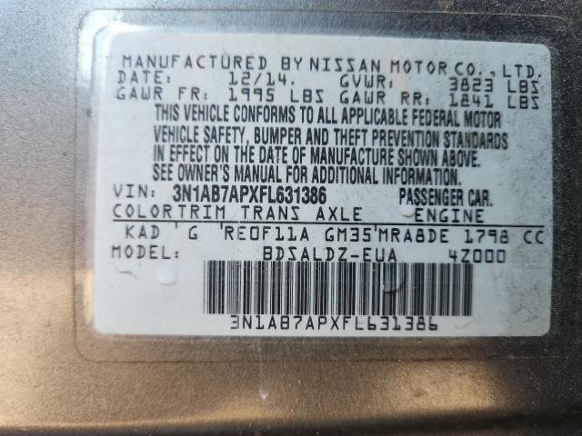 2015 NISSAN SENTRA S 3N1AB7APXFL631386
