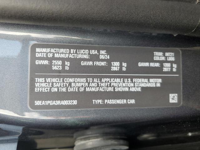 2024 LUCID MOTORS AIR PURE - 50EA1PGA3RA003230