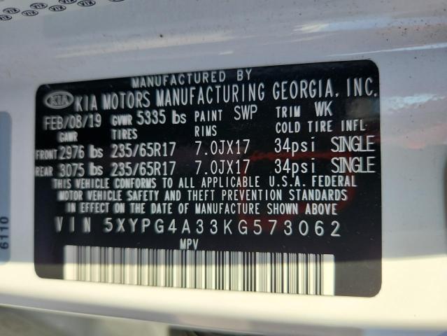 2019 KIA SORENTO L - 5XYPG4A33KG573062