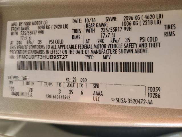 2017 FORD ESCAPE S 1FMCU0F73HUB95727