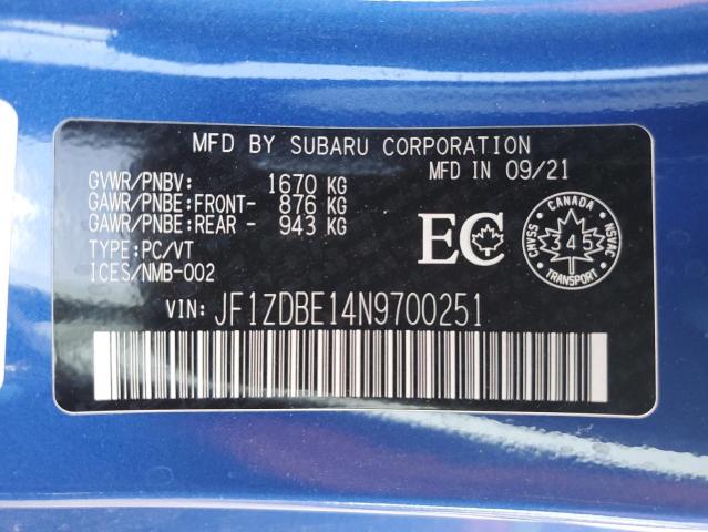 2022 SUBARU BRZ LIMITE JF1ZDBE14N9700251