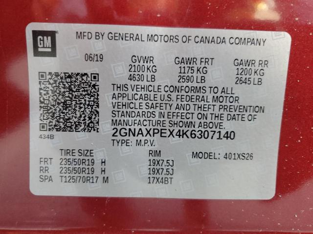 2019 CHEVROLET EQUINOX PREMIER 2GNAXPEX4K6307140