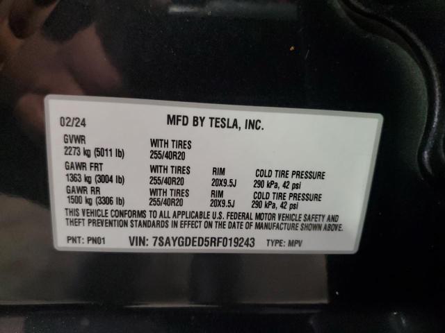 2024 TESLA MODEL Y 7SAYGDED5RF019243