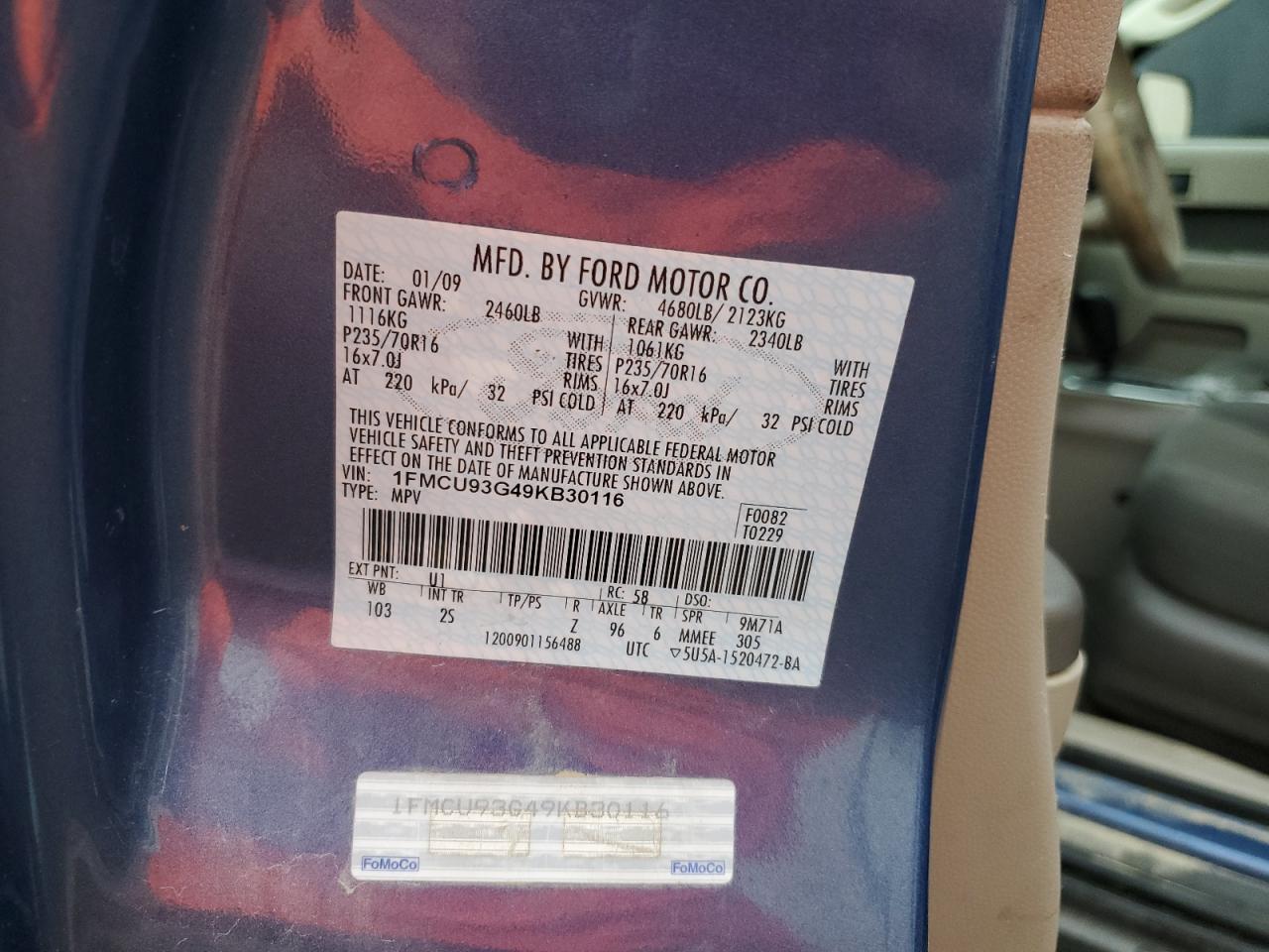 Lot #3283987796 2009 FORD ESCAPE XLT