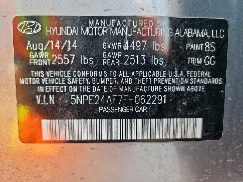 2015 HYUNDAI SONATA 5NPE24AF7FH062291