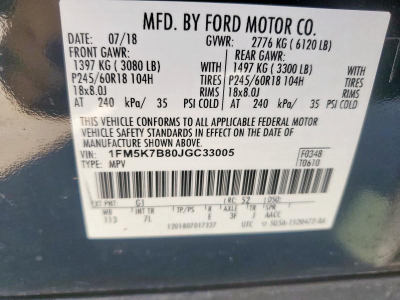 2018 FORD EXPLORER 1FM5K7B80JGC33005