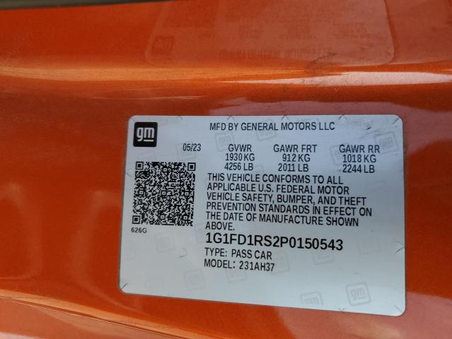 2023 CHEVROLET CAMARO LT 1G1FD1RS2P0150543