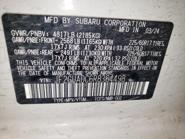 2024 SUBARU CROSSTREK JF2GUADC6R8364498