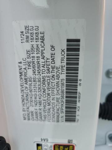 2025 HONDA RIDGELINE RTL 5FPYK3F58SB015875