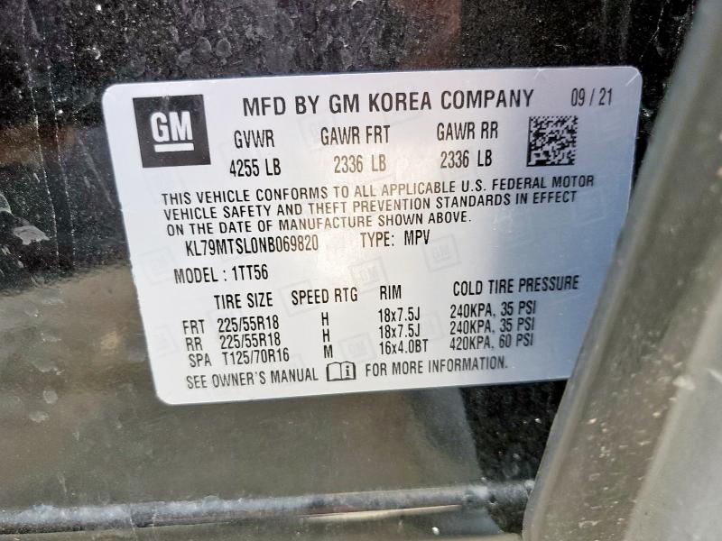 2022 CHEVROLET TRAILBLAZE KL79MTSL0NB069820