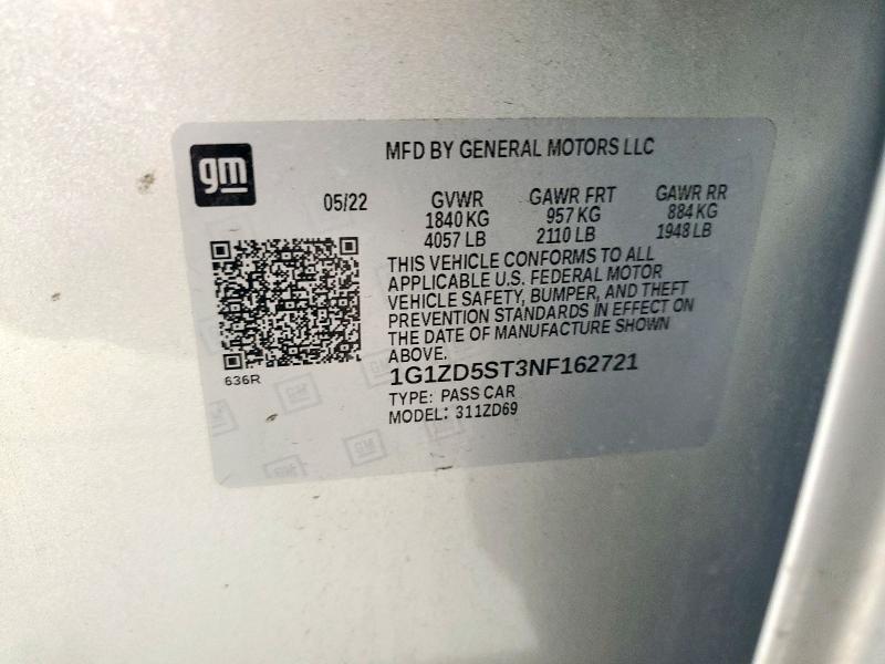 2022 CHEVROLET MALIBU LT 1G1ZD5ST3NF162721