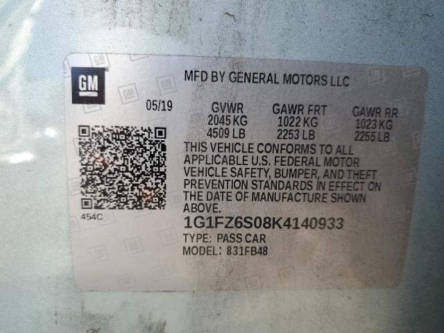 2019 CHEVROLET BOLT EV PR 1G1FZ6S08K4140933