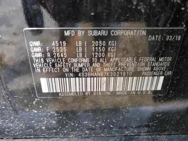 2019 SUBARU LEGACY 2.5 4S3BNAN67K3031910