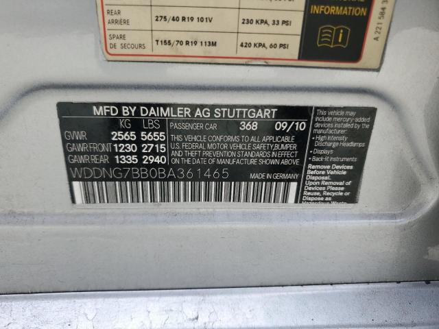 2011 MERCEDES-BENZ S 550 - WDDNG7BB0BA361465