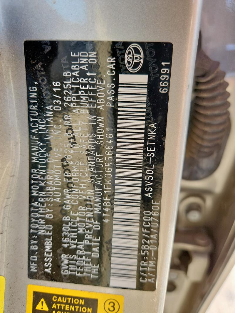 2016 TOYOTA CAMRY LE - 4T4BF1FK0GR566461