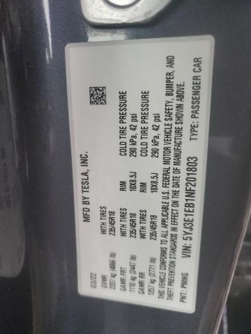 2022 TESLA MODEL 3 5YJ3E1EB1NF201803
