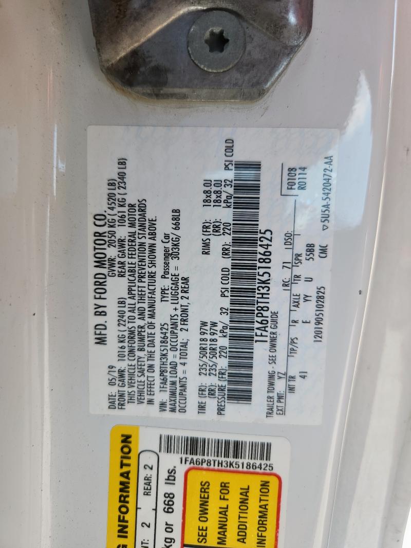 2019 FORD MUSTANG - 1FA6P8TH3K5186425