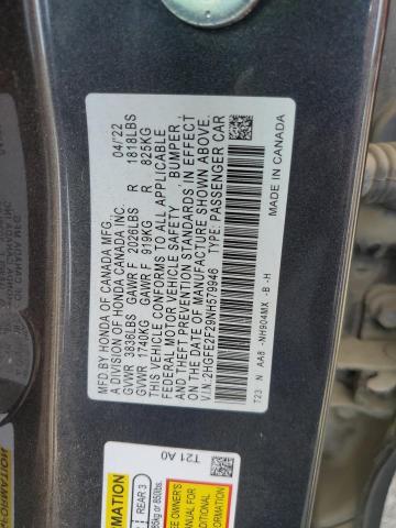 2022 HONDA CIVIC LX 2HGFE2F29NH579946