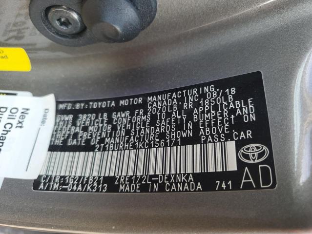 2019 TOYOTA COROLLA L - 2T1BURHE1KC156171