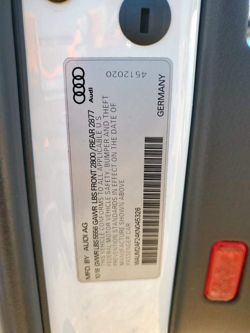 2019 AUDI A6 PRESTIG WAUM2AF24KN045326