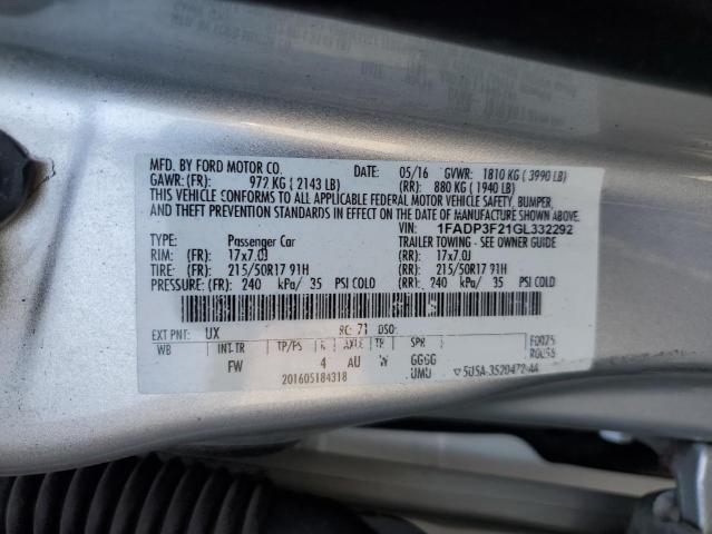 2016 FORD FOCUS SE 1FADP3F21GL332292