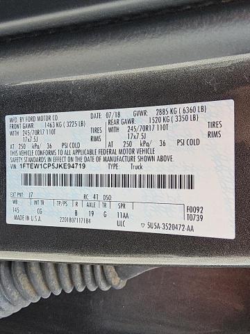 2018 FORD F150 SUPERCREW 1FTEW1CP5JKE94719