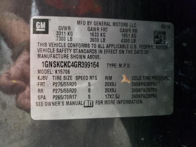 2016 CHEVROLET TAHOE K150 1GNSKCKC4GR399164