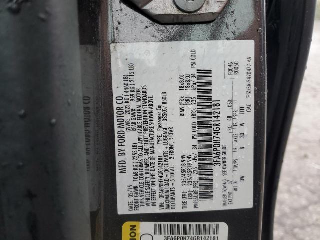 2016 FORD FUSION SE - 3FA6P0H74GR142181