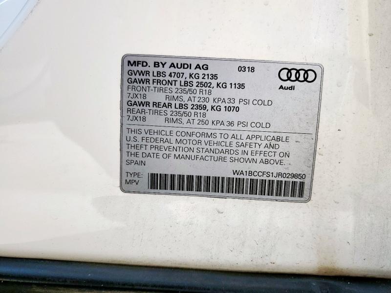 2018 AUDI Q3 PREMIUM WA1BCCFS1JR029850