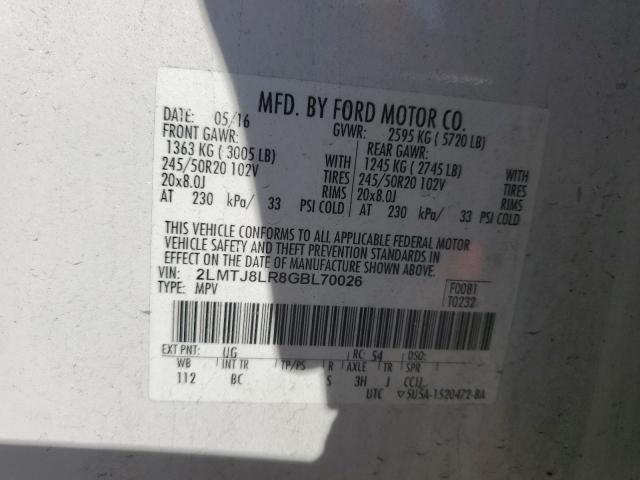 2016 LINCOLN MKX RESERV - 2LMTJ8LR8GBL70026