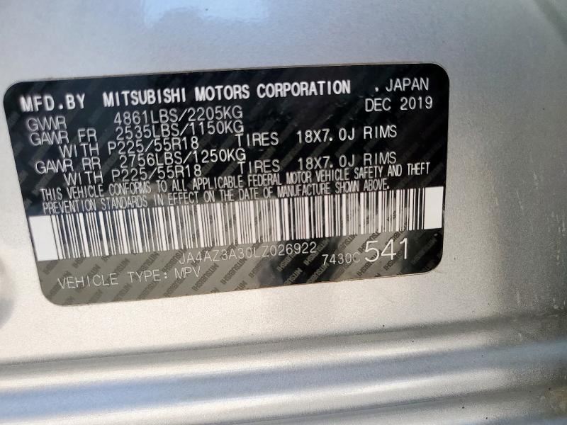 2020 MITSUBISHI OUTLANDER JA4AZ3A30LZ026922