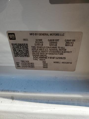 2022 CHEVROLET SILVERADO 1GC4WNEY4NF129925