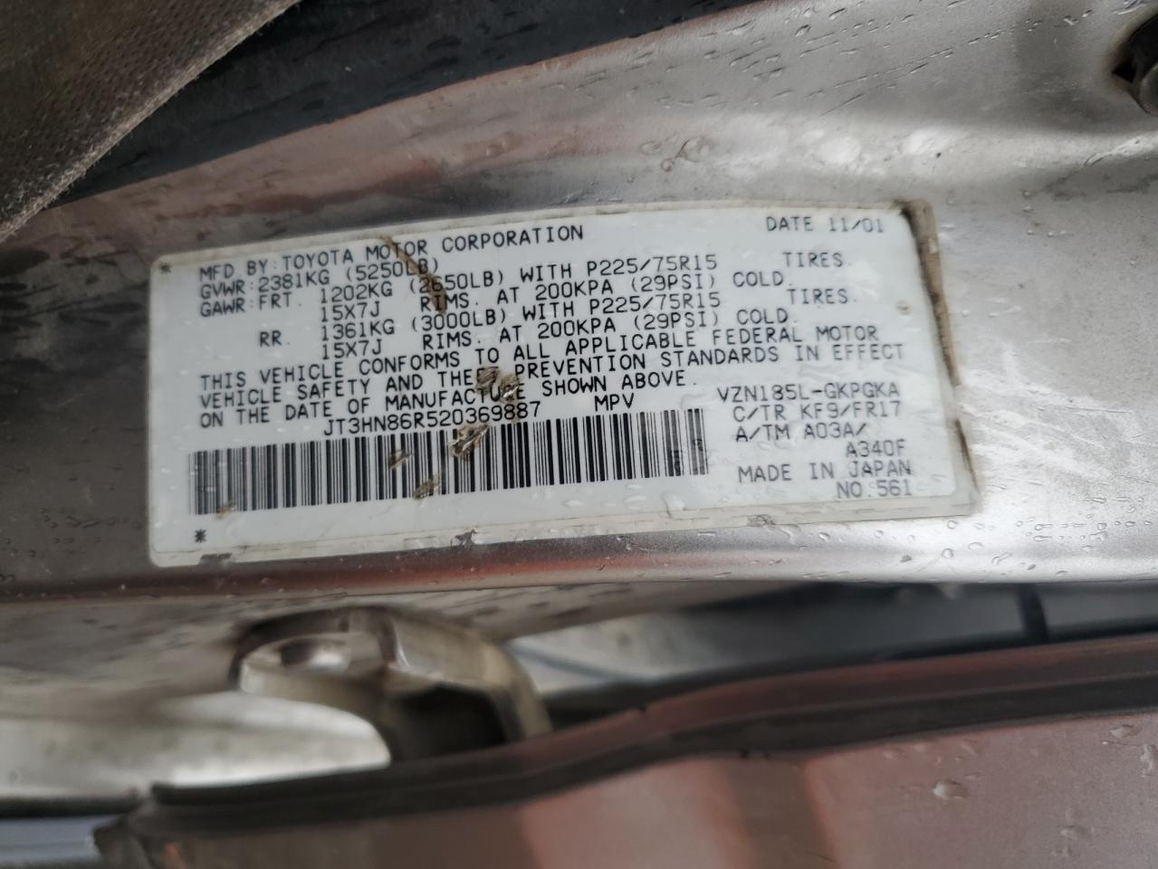 Lot #3266708358 2002 TOYOTA 4RUNNER SR