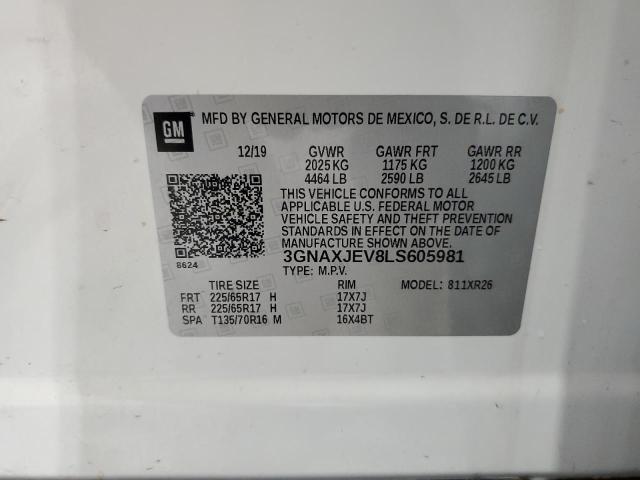 2020 CHEVROLET EQUINOX LT 3GNAXJEV8LS605981