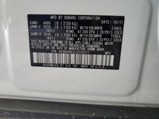 2018 SUBARU OUTBACK 2. 4S4BSANC0J3243377