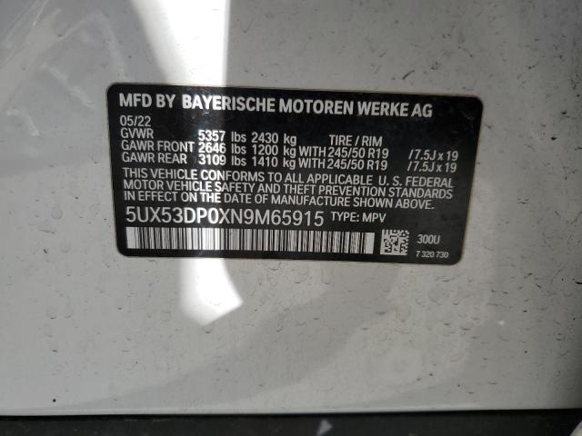 2022 BMW X3 XDRIVE30I 5UX53DP0XN9M65915