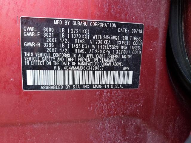 2019 SUBARU ASCENT LIM 4S4WMAMD6K3428007